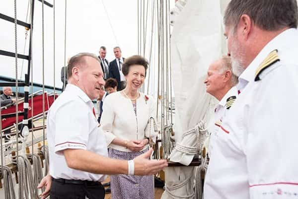 welcoming princess anne onboard royal albatross
