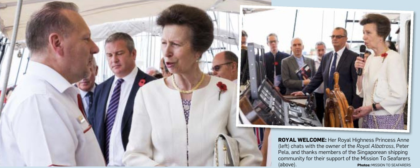 Princess Anne on board Royal Albatross